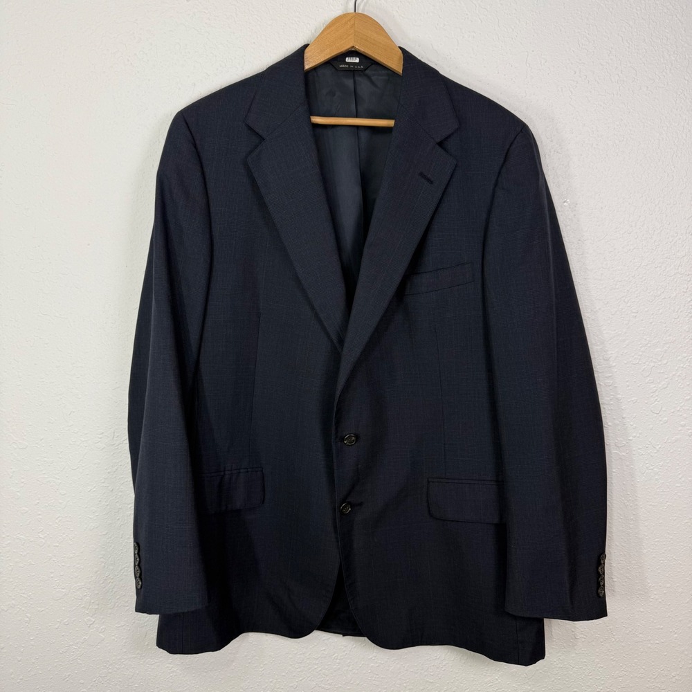 Polo University Club Mens 42R* Blazer Navy Glen Plaid Two Button Made USA Preppy